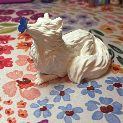 White Fox with Butterfly Figurine