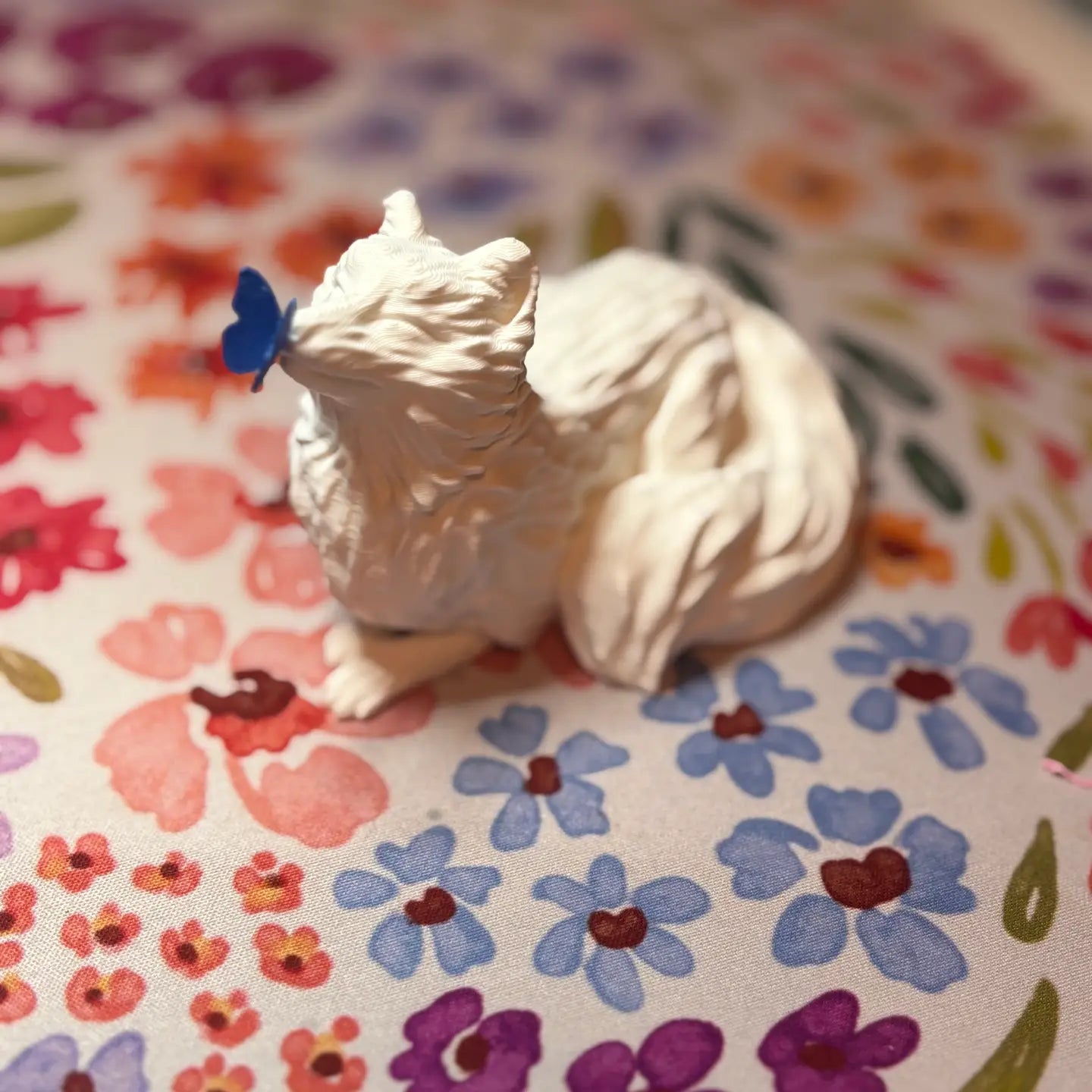 White Fox with Butterfly Figurine