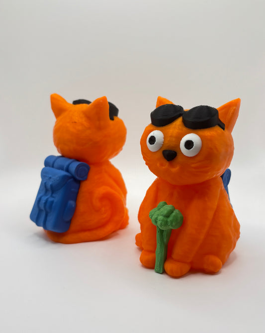 Cat with Broccoli Figurine