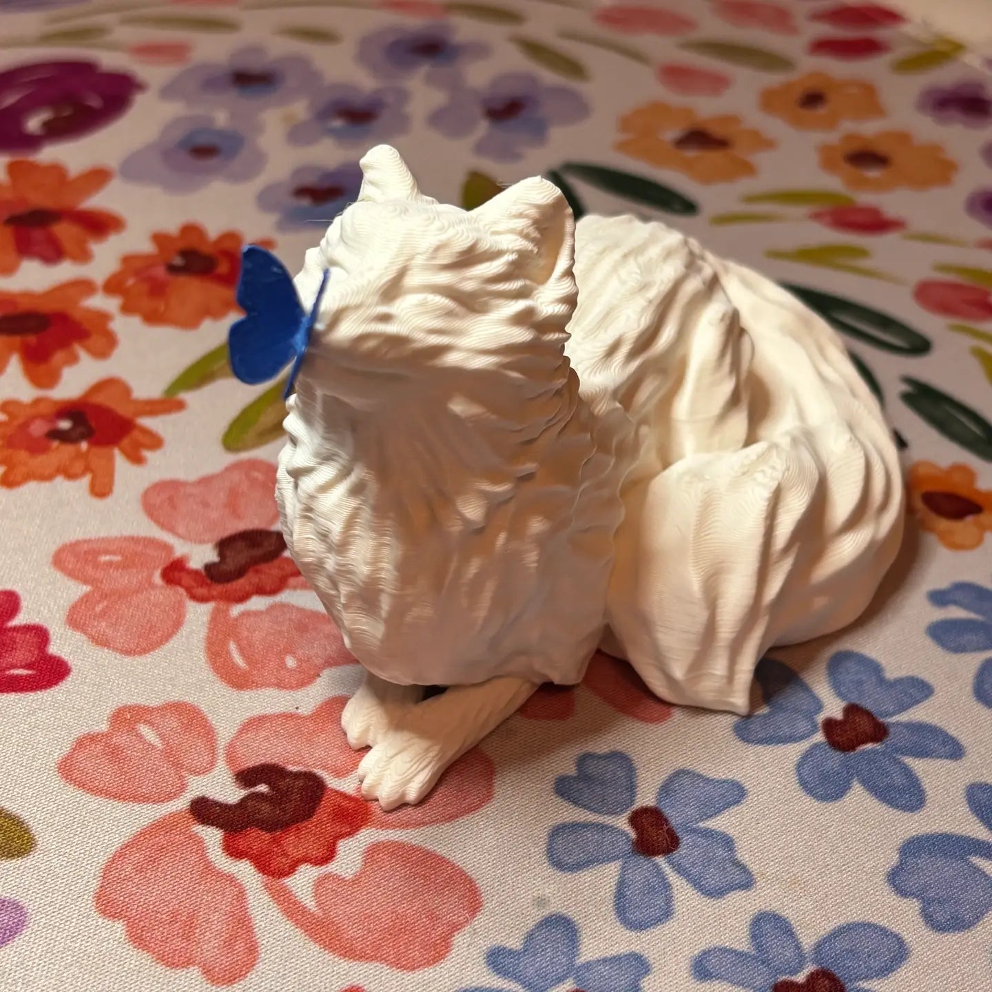 White Fox with Butterfly Figurine