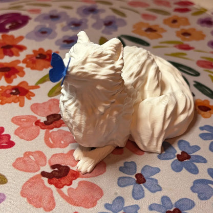 White Fox with Butterfly Figurine